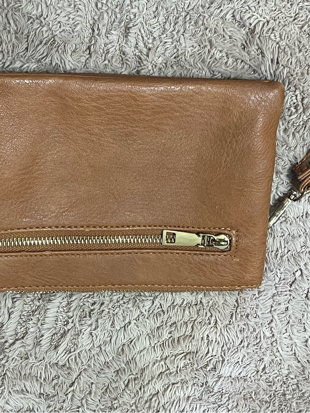Classic Tan  Wristlet Clutch with Gold Hardware